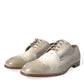 Dolce & Gabbana White Distressed Leather Derby Dress Shoes