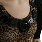 Dolce & Gabbana Black Brown Leopard Embellished Sheath Gown Dress