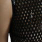 Dolce & Gabbana Black Sequined Sleeveless Mesh Layered Gown Dress
