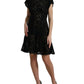 Dolce & Gabbana Black Floral Lace Cotton A-line Mini Dress