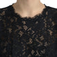 Dolce & Gabbana Black Floral Lace Cotton A-line Mini Dress