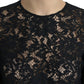 Dolce & Gabbana Black Floral Lace Viscose Sheath Midi Dress