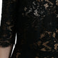 Dolce & Gabbana Black Floral Lace Viscose Sheath Midi Dress