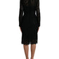 Dolce & Gabbana Black Lace Crystal Embellished Sheath Dress