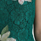 Dolce & Gabbana Green Lace Floral Applique Aline Midi Dress