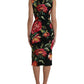 Dolce & Gabbana Black Floral Print Silk Sheath Midi Dress