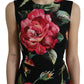 Dolce & Gabbana Black Floral Print Silk Sheath Midi Dress