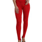 Dolce & Gabbana Red Nylon Stretch Slim Leggings Pants