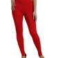 Dolce & Gabbana Red Nylon Stretch Slim Leggings Pants