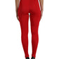 Dolce & Gabbana Red Nylon Stretch Slim Leggings Pants