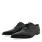 Dolce & Gabbana Black Leather Lace Up Formal Derby Dress Shoes