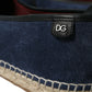 Dolce & Gabbana Blue Leather Suede Slip On Espadrille Shoes