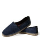 Dolce & Gabbana Blue Leather Suede Slip On Espadrille Shoes