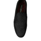 Dolce & Gabbana Black Brocade Men Slip On Loafer Dress Shoes