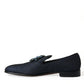 Dolce & Gabbana Blue Jacquard Lurex Crystal Loafer Dress Shoes