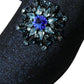 Dolce & Gabbana Blue Jacquard Lurex Crystal Loafer Dress Shoes