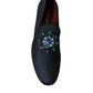 Dolce & Gabbana Blue Jacquard Lurex Crystal Loafer Dress Shoes