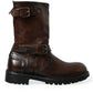Dolce & Gabbana Brown Leather Mid Calf Biker Boots Shoes