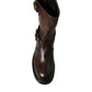 Dolce & Gabbana Brown Leather Mid Calf Biker Boots Shoes