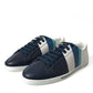 Dolce & Gabbana White Blue Leather Low Top Sneakers Shoes