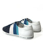 Dolce & Gabbana White Blue Leather Low Top Sneakers Shoes