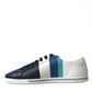Dolce & Gabbana White Blue Leather Low Top Sneakers Shoes
