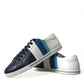 Dolce & Gabbana White Blue Leather Low Top Sneakers Shoes