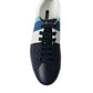 Dolce & Gabbana White Blue Leather Low Top Sneakers Shoes