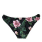 Dolce & Gabbana Black Floral Swimwear Bottom Beachwear Bikini