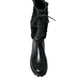 Dolce & Gabbana Black Rubber Lace Up Shearling Rain Boots Shoes