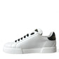 Dolce & Gabbana White Black Patch Portofino Sneakers Shoes