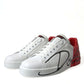 Dolce & Gabbana White Red Leather Low Top Sneakers Shoes
