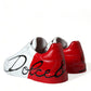 Dolce & Gabbana White Red Leather Low Top Sneakers Shoes