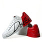 Dolce & Gabbana White Red Leather Low Top Sneakers Shoes