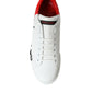 Dolce & Gabbana White Red Leather Low Top Sneakers Shoes