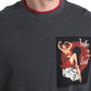 Dolce & Gabbana Gray Cotton Crew Neck Men Pullover Sweater
