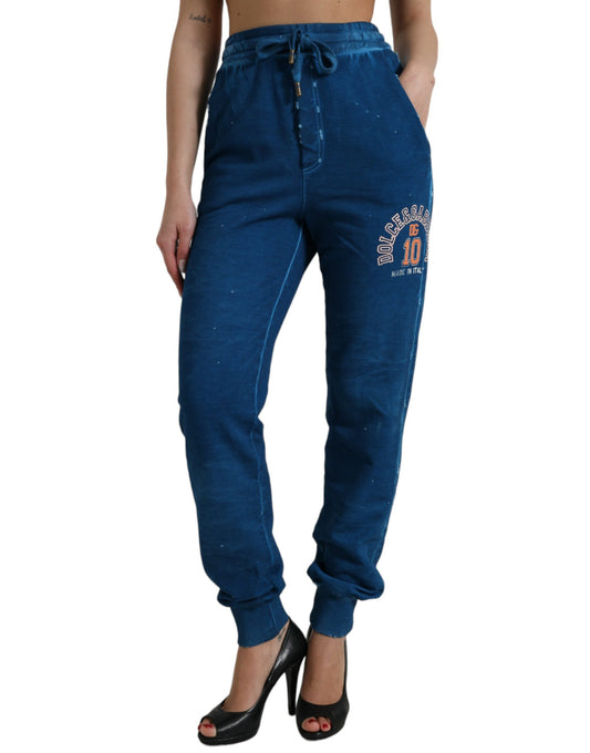 Dolce & Gabbana Blue Logo Cotton Jogger Sweatpants Pants