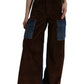 Dolce & Gabbana Brown Corduroy Cargo Denim Wide Leg Jeans