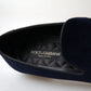 Dolce & Gabbana Blue Velvet Loafers Formal Shoes