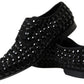 Dolce & Gabbana Black Suede Leather Crystal Shoes