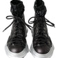 Dolce & Gabbana Black Nylon Galileo High Top Sneakers Shoes