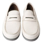 Dolce & Gabbana Light Gray Leather Loafer Slip On Mocassin Shoes