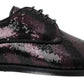 Dolce & Gabbana Black Bordeaux Sequin Chevron Men Derby Shoes