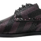 Dolce & Gabbana Black Bordeaux Sequin Chevron Men Derby Shoes