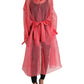 Dolce & Gabbana Pink Silk See Through Belted Long Coat Jacket