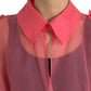 Dolce & Gabbana Pink Silk See Through Belted Long Coat Jacket