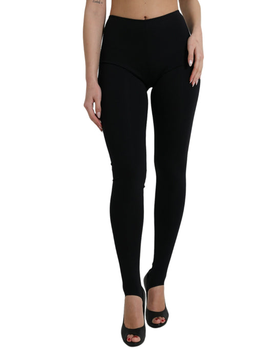 Dolce & Gabbana Black Nylon Stretch Slim Leggings Pants