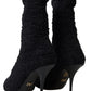 Dolce & Gabbana Black Stiletto Heels Mid Calf Boots