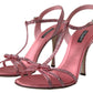 Dolce & Gabbana Pink Crystal Ankle Strap Shoes Sandals