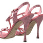 Dolce & Gabbana Pink Crystal Ankle Strap Shoes Sandals
